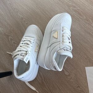 Prada White Sneakers Downtown Bold leather sneakers